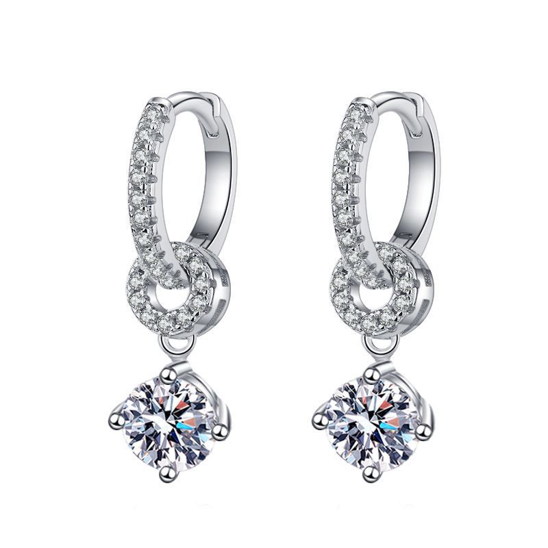 S925 Sterling Silver Moissanite Stud Earrings