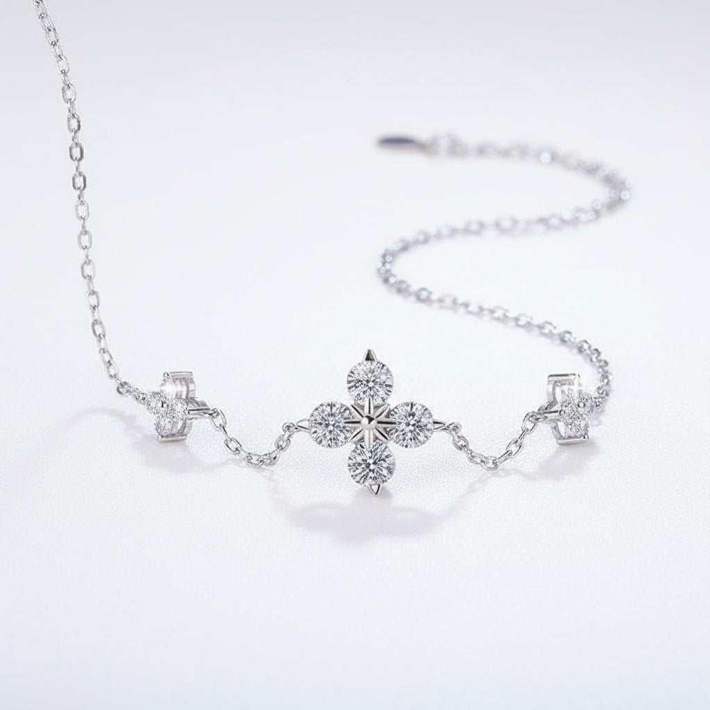 4 Leaf 1 Carat Moissanite Sterling Silver Bracelet - GuardianAngel Jewels