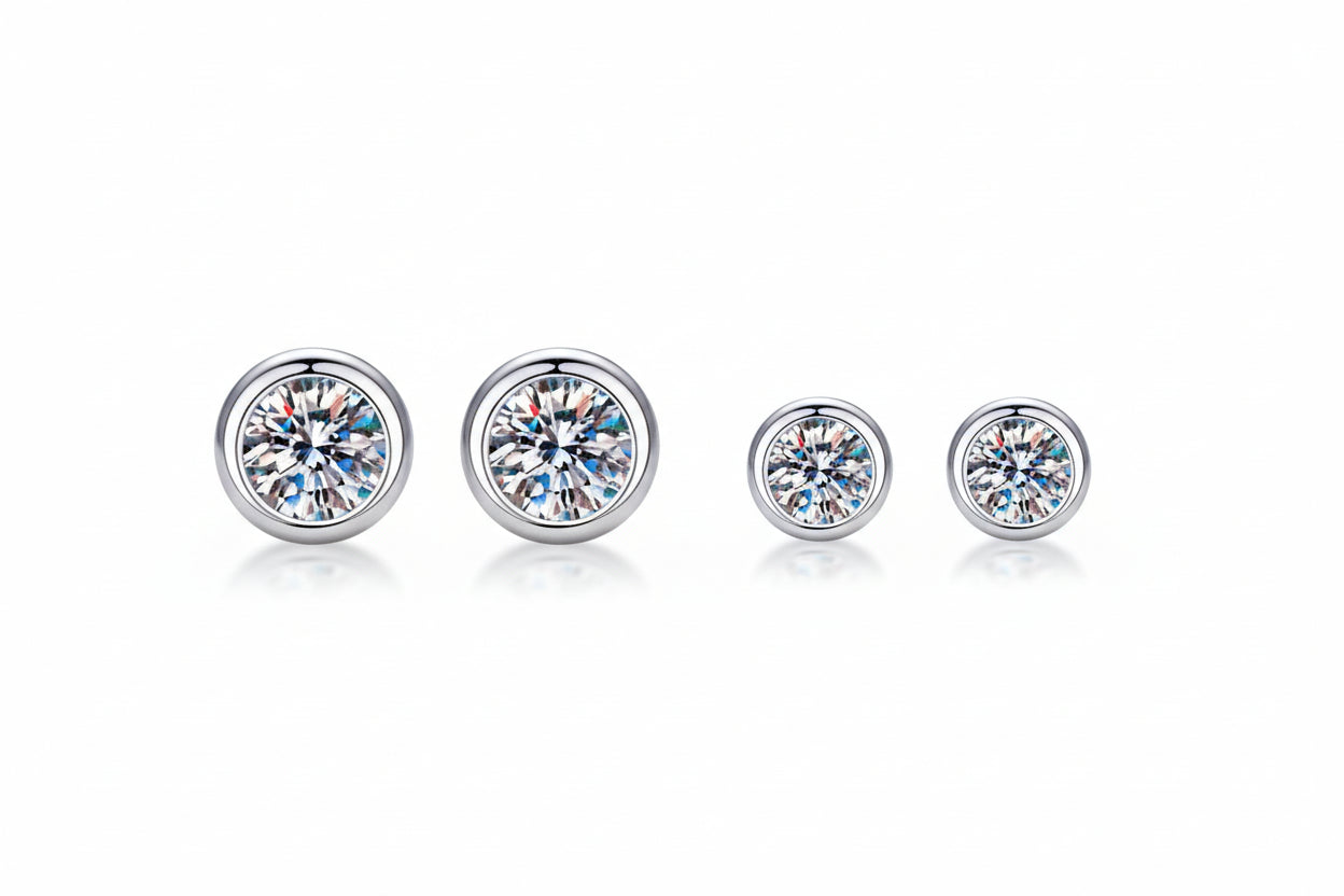 1 Carat Round Cut Moissanite Stud Earrings - GuardianAngel Jewels