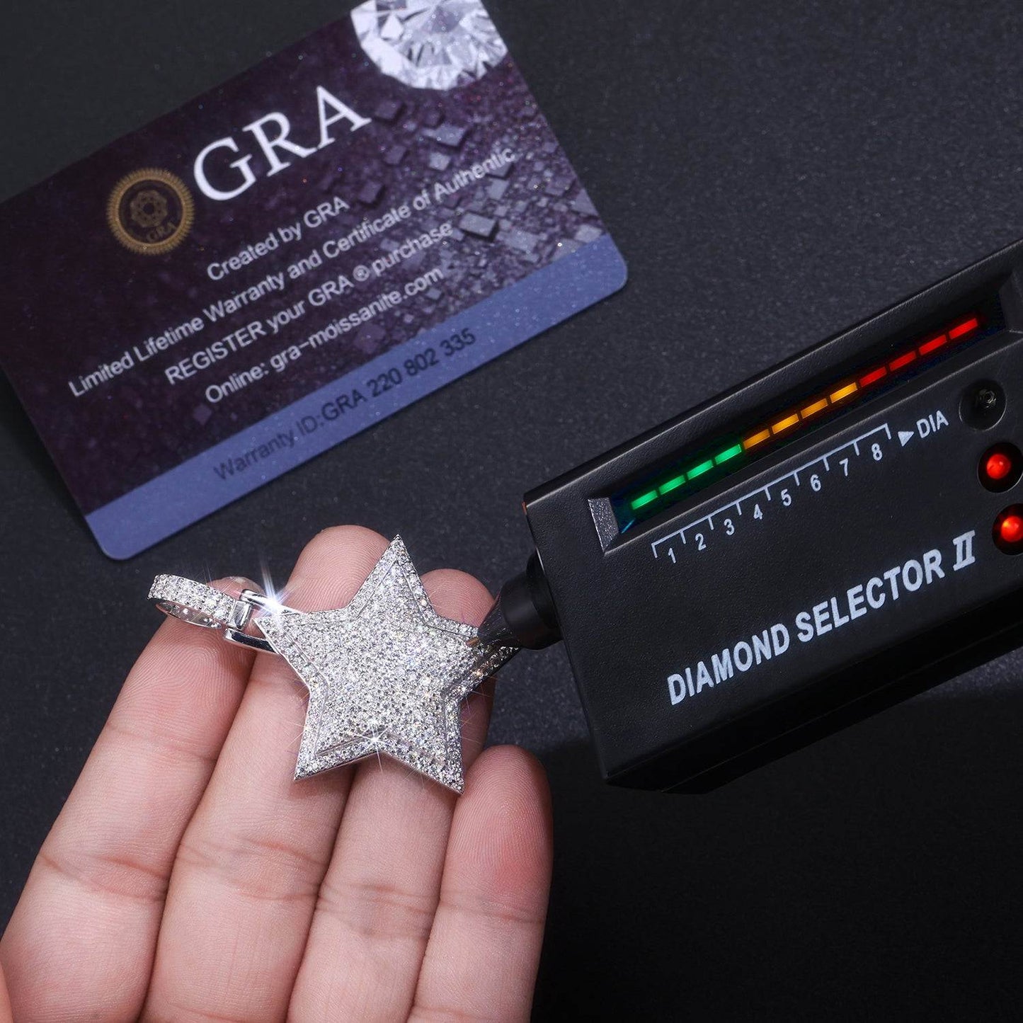 GRA Certified Kings Star Moissanite Pendant Platinum Plated - GuardianAngel Jewels