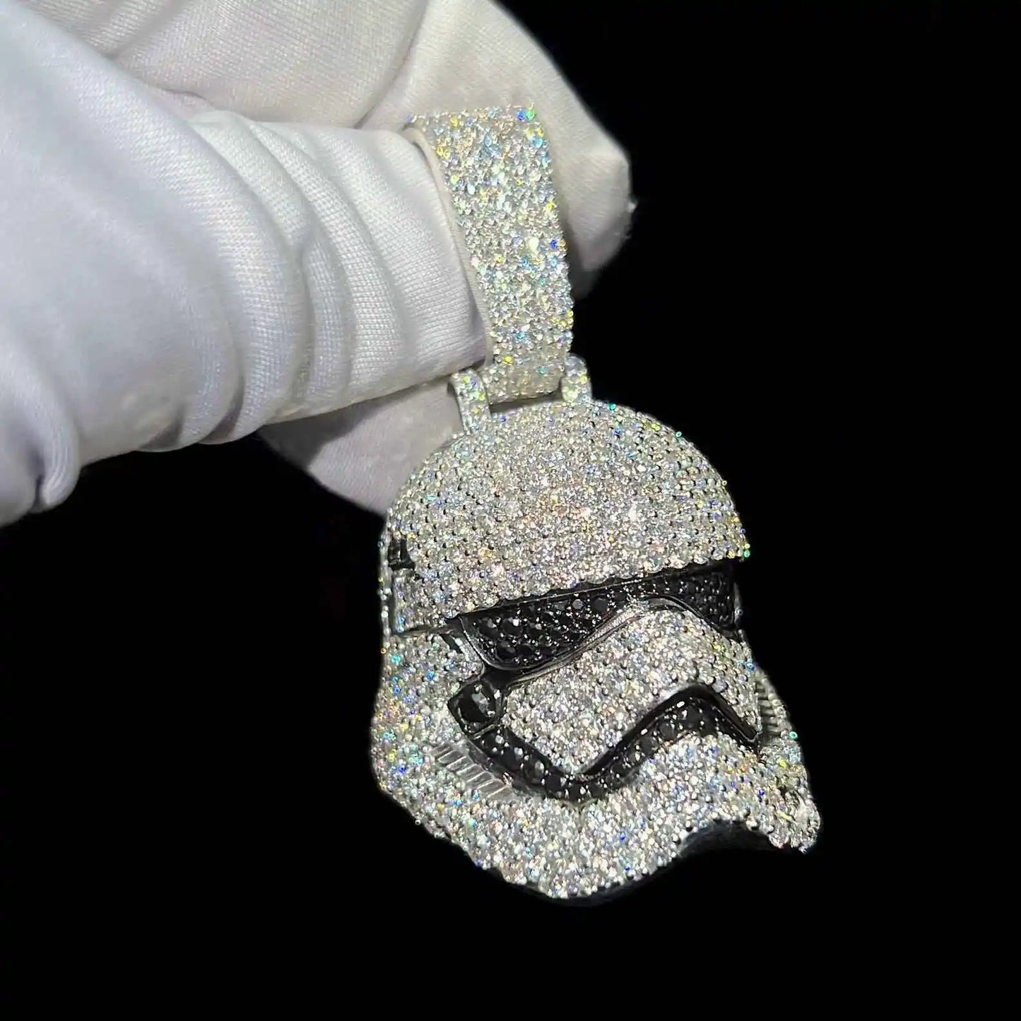 Storm Trooper Moissanite Iced Out Pendant 14K Gold Plated - GuardianAngel Jewels