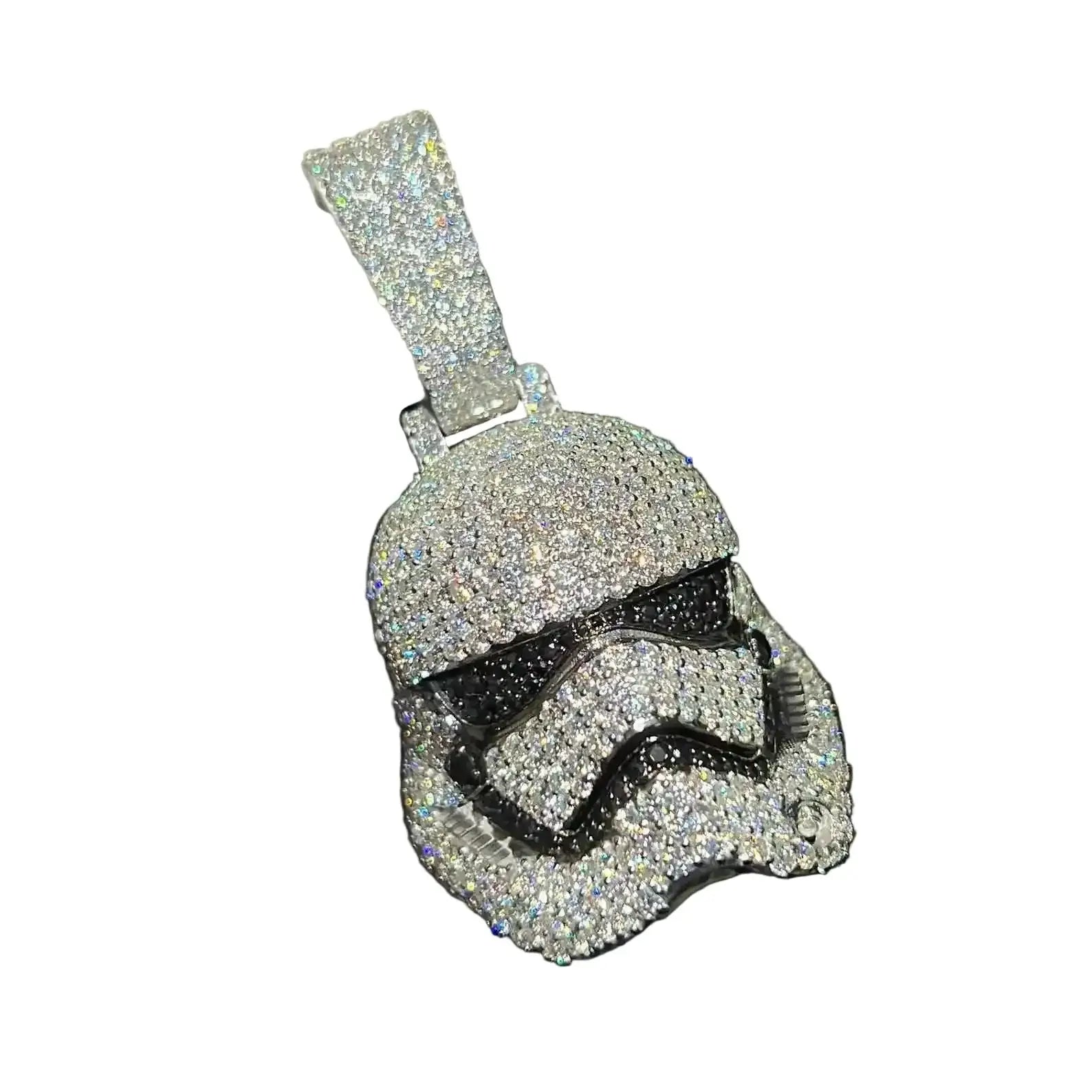 Storm Trooper Moissanite Iced Out Pendant 14K Gold Plated - GuardianAngel Jewels