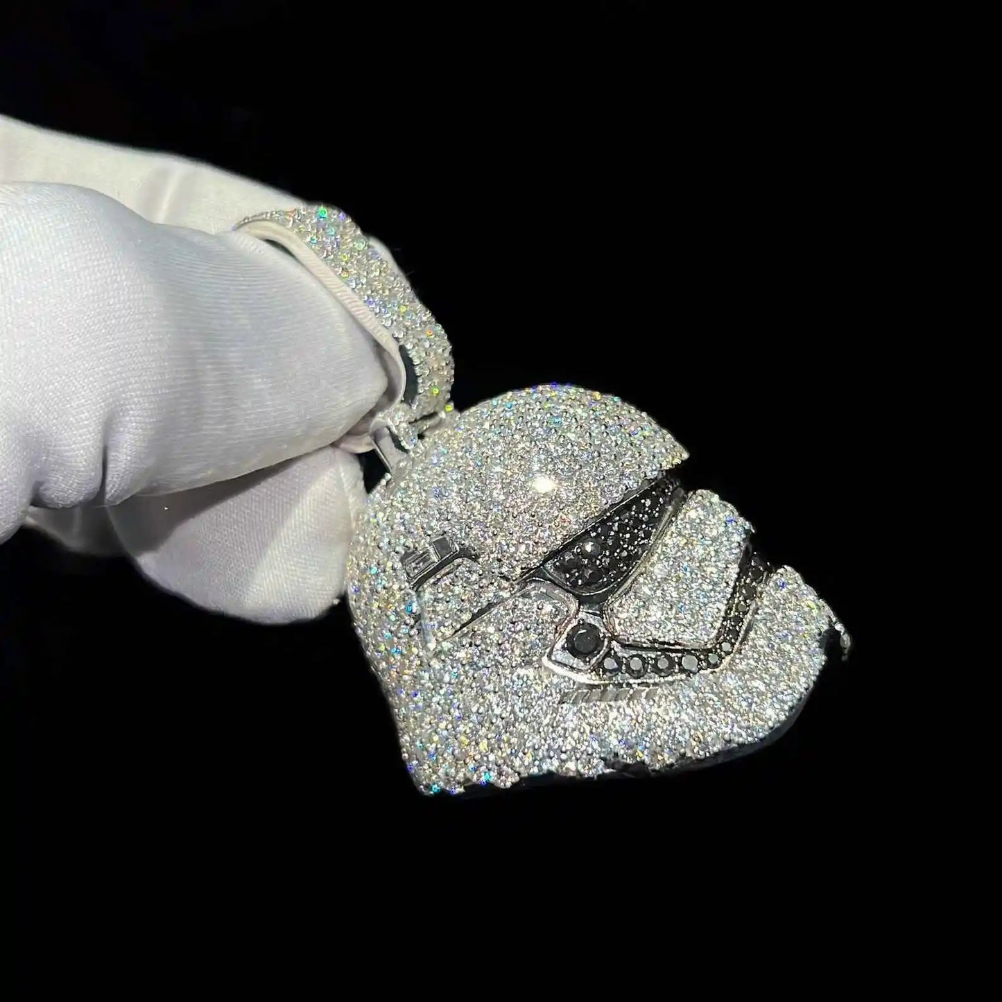 Storm Trooper Moissanite Iced Out Pendant 14K Gold Plated - GuardianAngel Jewels