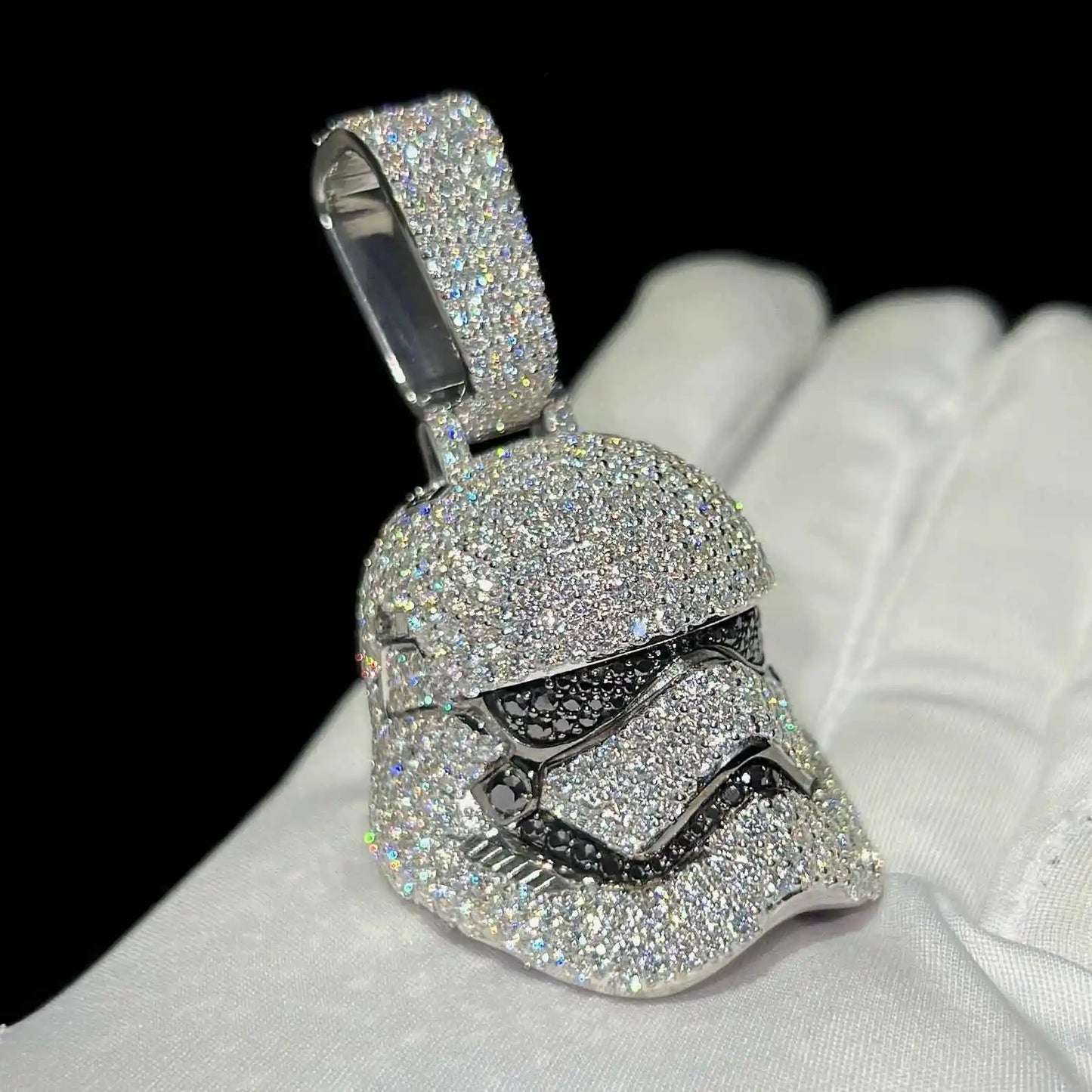 Storm Trooper Moissanite Iced Out Pendant 14K Gold Plated - GuardianAngel Jewels