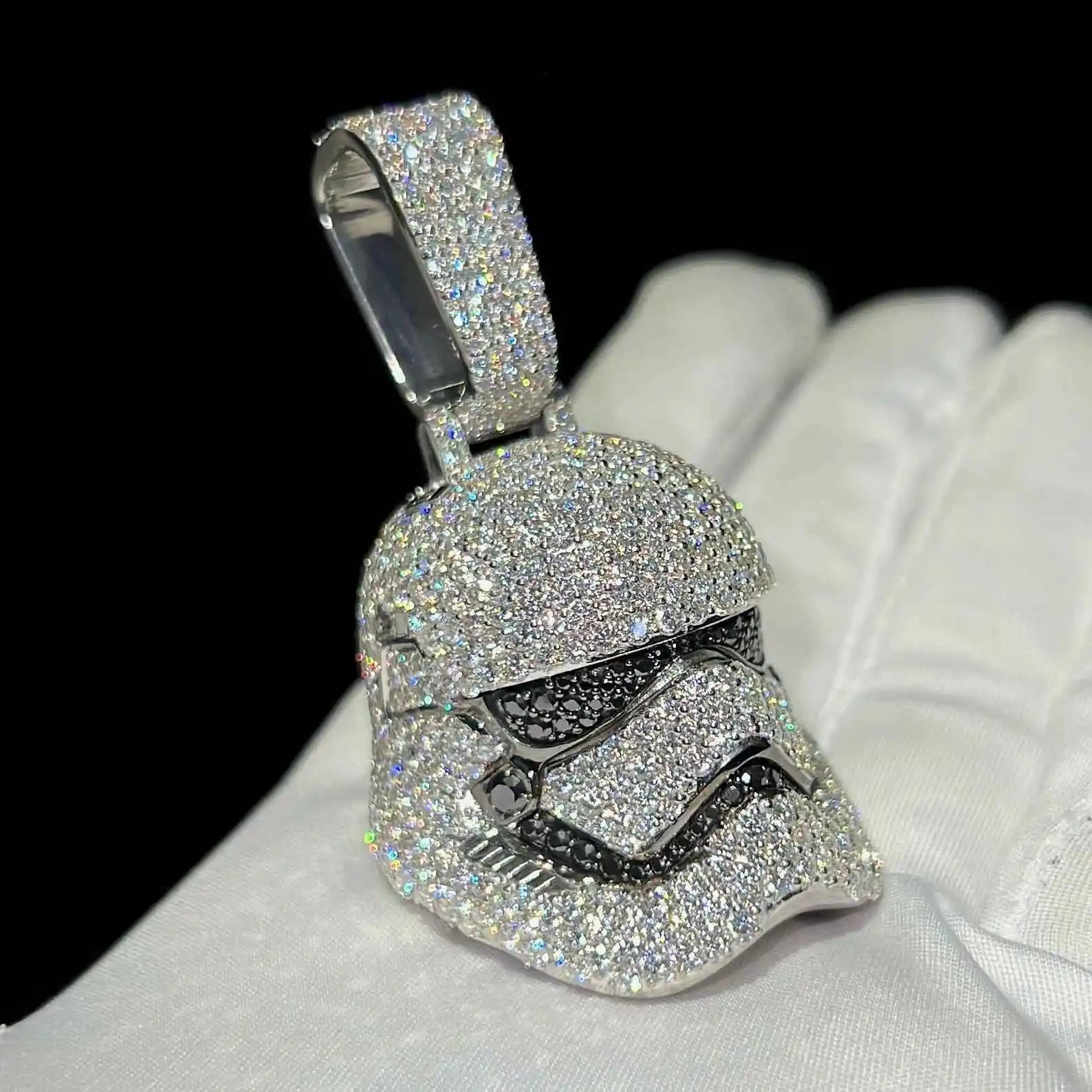 Storm Trooper Moissanite Iced Out Pendant 14K Gold Plated - GuardianAngel Jewels