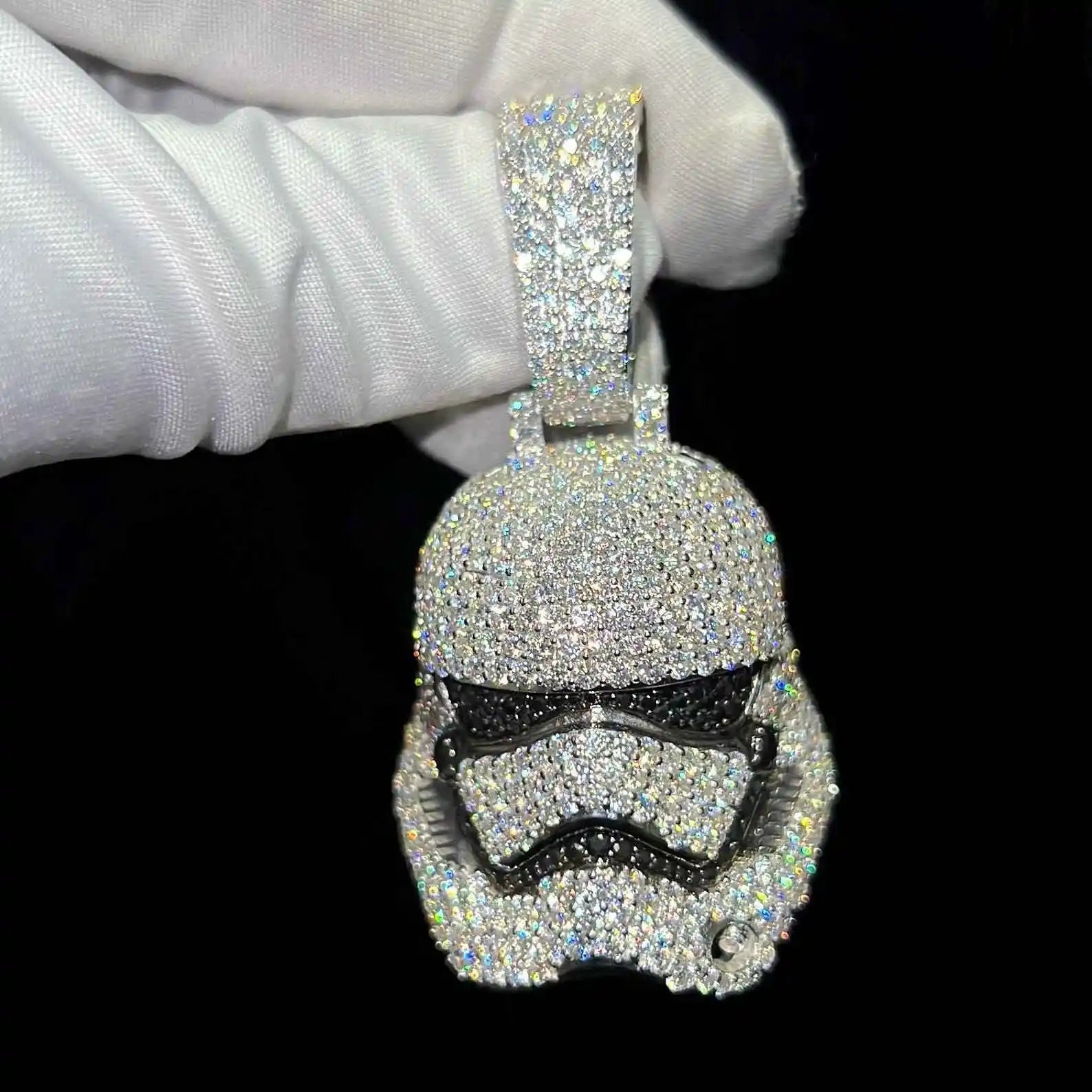 Storm Trooper Moissanite Iced Out Pendant 14K Gold Plated - GuardianAngel Jewels