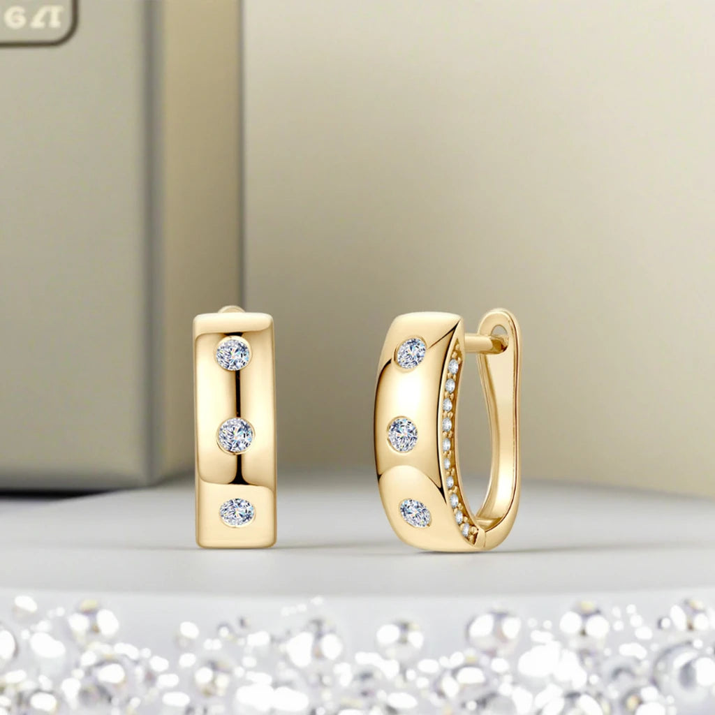 GRA Certified .32Ct Moissanite Hoop Clip D VVS1 10K Solid Gold Earrings