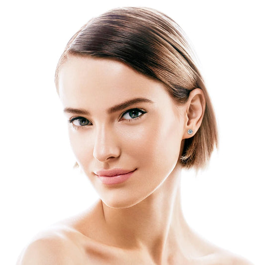 GRA Certified 1Ct Round Moissanite Screw Back Stud Earrings 10K Solid Gold