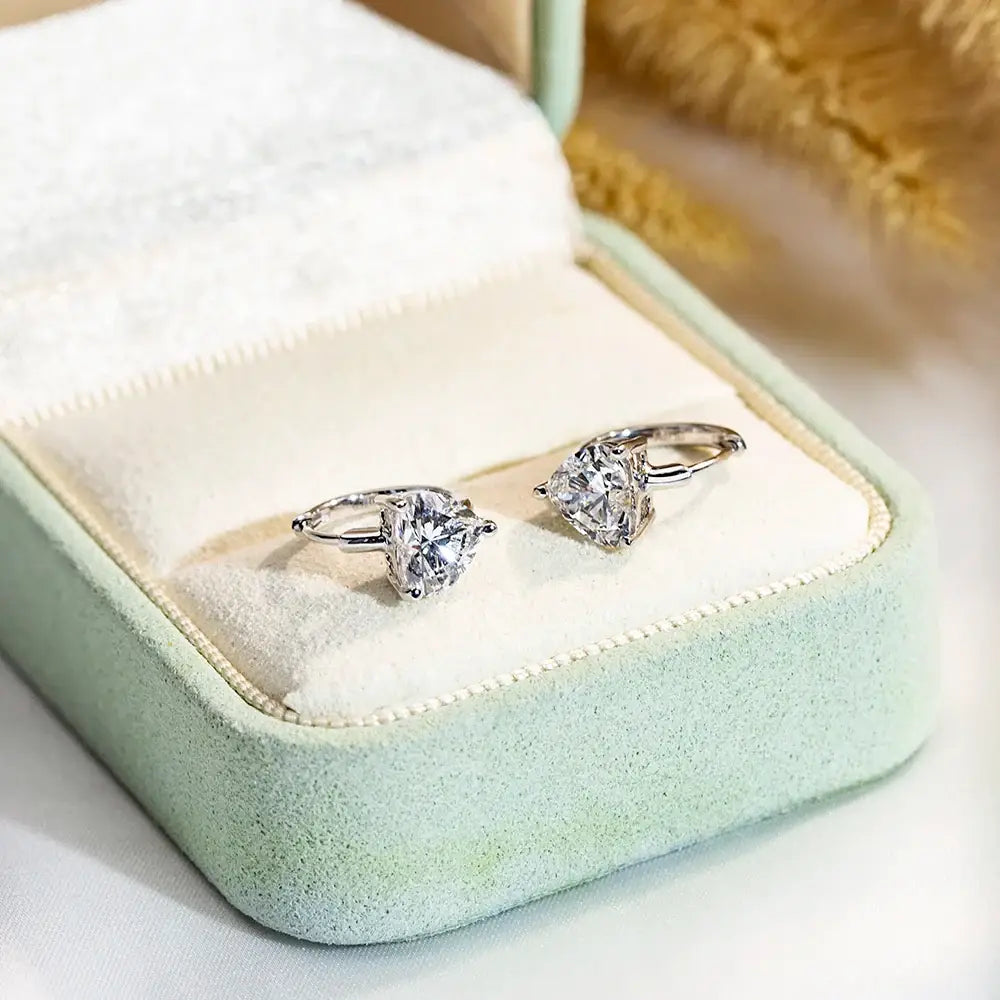 IGI Certified 1CT Diamond 18K White Gold Hoop Heart Earrings - GuardianAngel Jewels