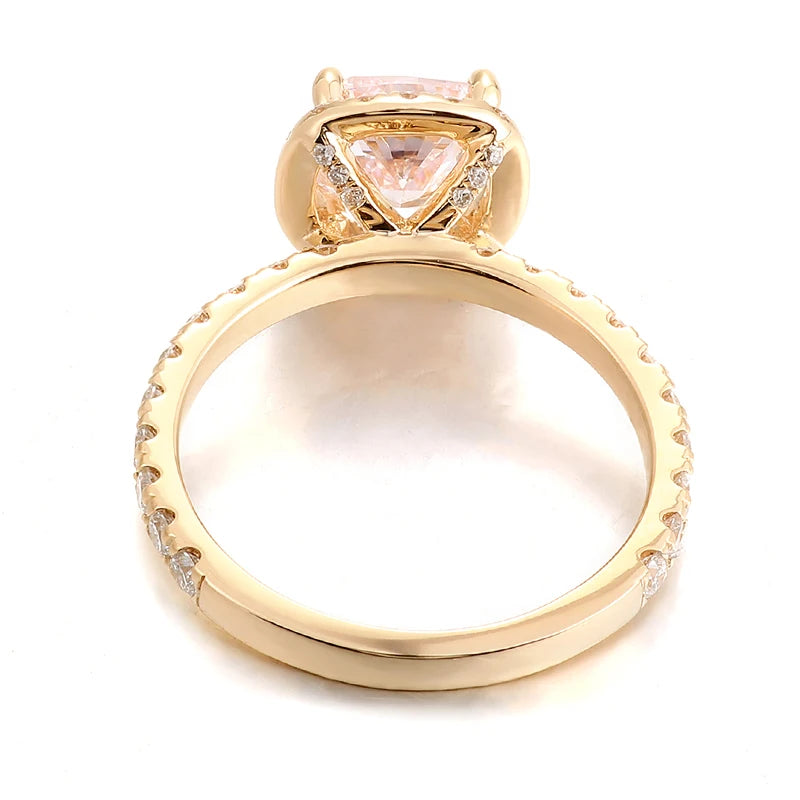IGI Certified Pink Cushion Cut Diamond Halo Wedding Ring - GuardianAngel Jewels
