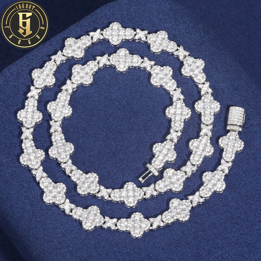 GRA Certificated Iced Out Moissanite Cross Cuban Link Chain 925 Silver