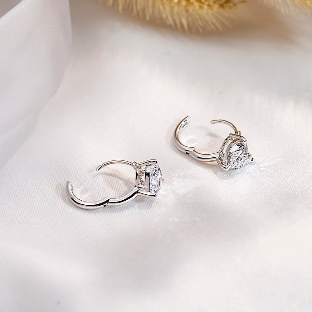IGI Certified 1CT Diamond 18K White Gold Hoop Heart Earrings - GuardianAngel Jewels