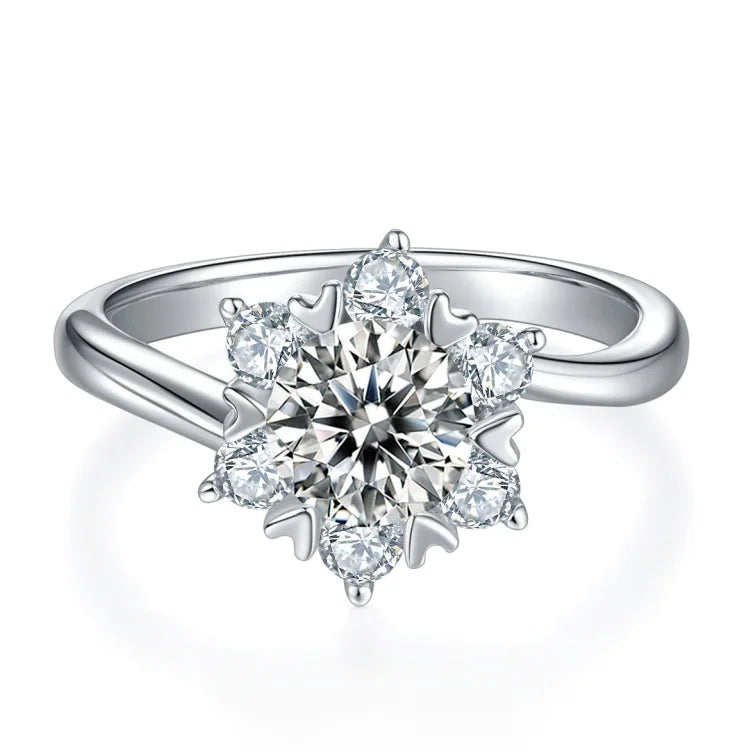 IGI Certified 1Ct Diamond Snowflake Wedding Ring White Gold