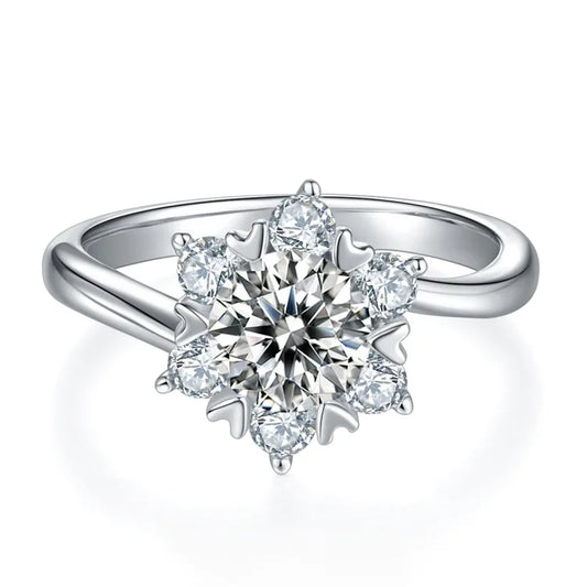IGI Certified 1Ct Diamond Snowflake Wedding Ring White Gold