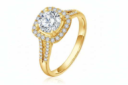 IGI Certified 18K Square Halo Diamond Wedding Ring - GuardianAngel Jewels