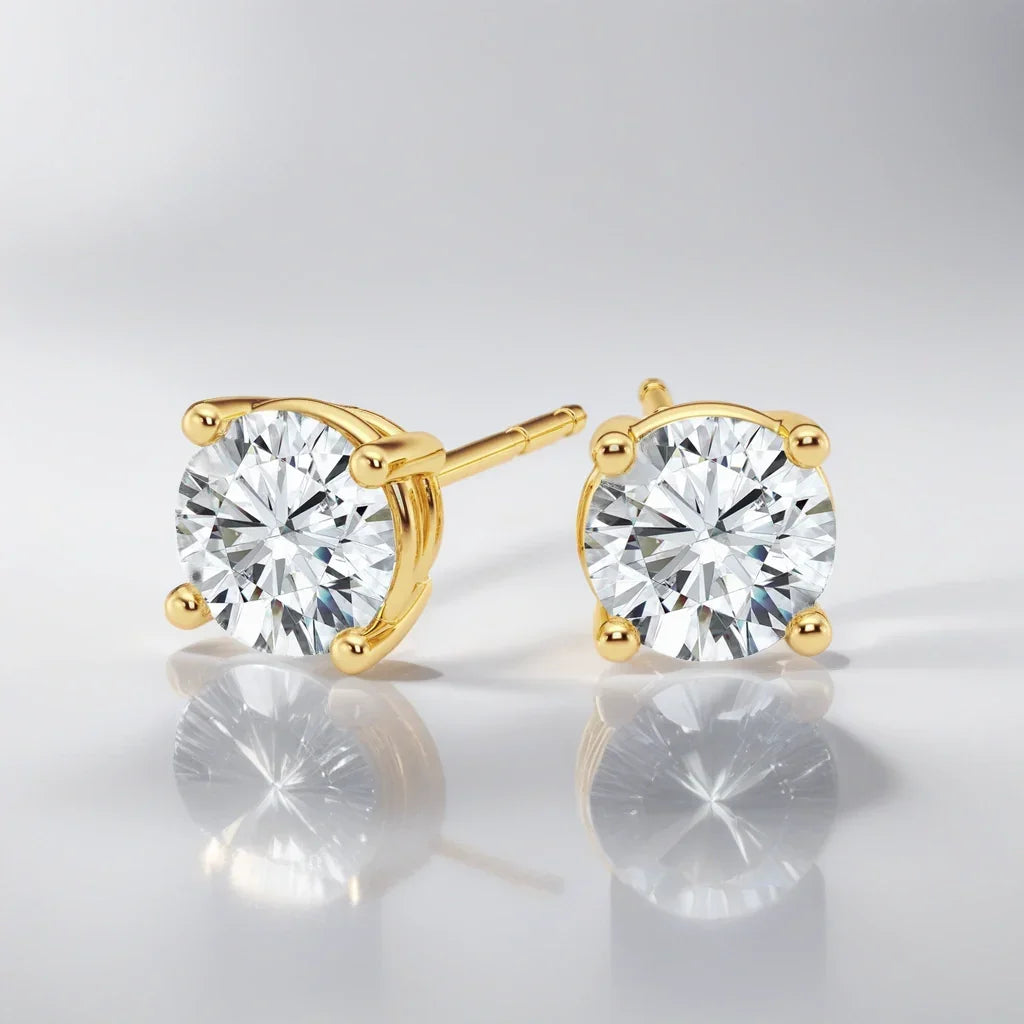 IGI Certified 14k Gold 4 Prongs Stud Diamond Earrings - GuardianAngel Jewels