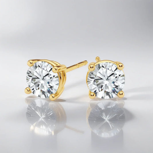 IGI Certified 14k Gold 4 Prongs Stud Diamond Earrings - GuardianAngel Jewels