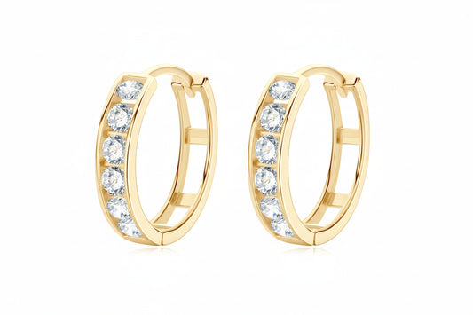 GRA Certified 0.48Ct Moissanite Hoop Earrings 14K Yellow Gold