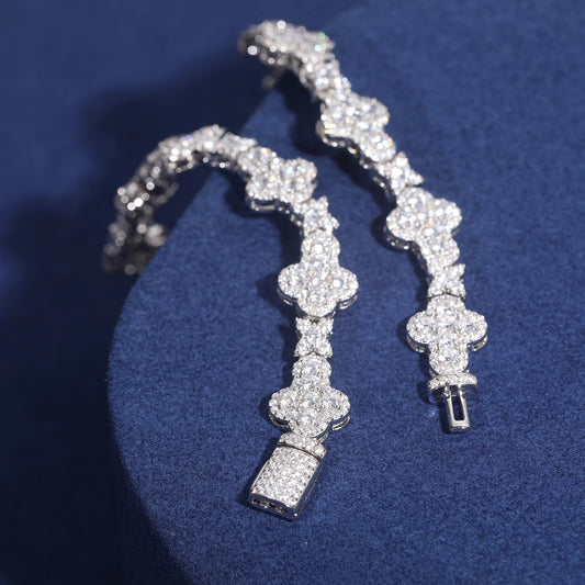 GRA Certificated Iced Out Moissanite Cross Cuban Link Chain 925 Silver