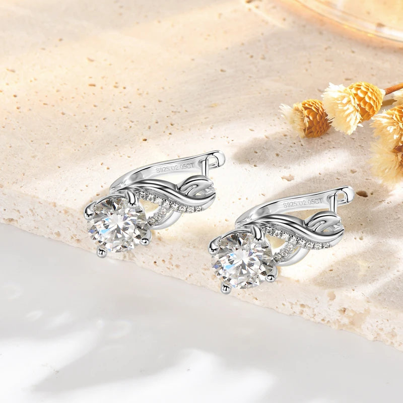 GRA Certified 2.0ct Infinity Moissanite  Hoop Earrings 925 Silver