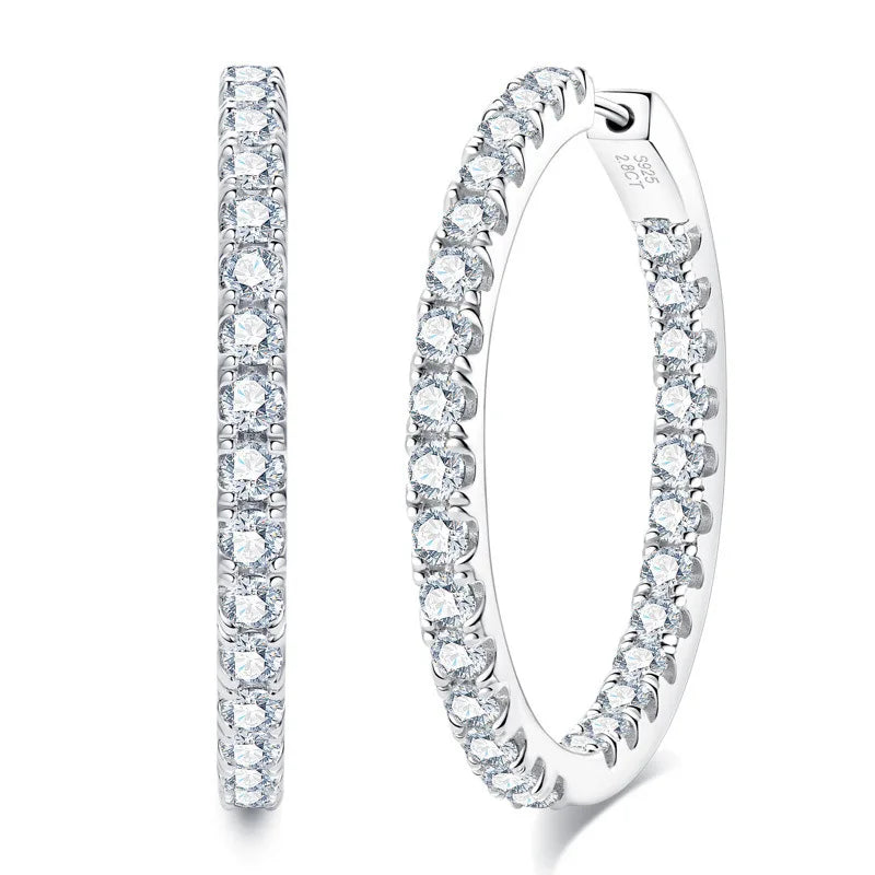 GRA Certified 5.6Ct Moissanite Hoop Huggies Earrings D VVS1 925