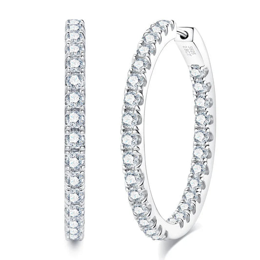 GRA Certified 5.6Ct Moissanite Hoop Huggies Earrings D VVS1 925