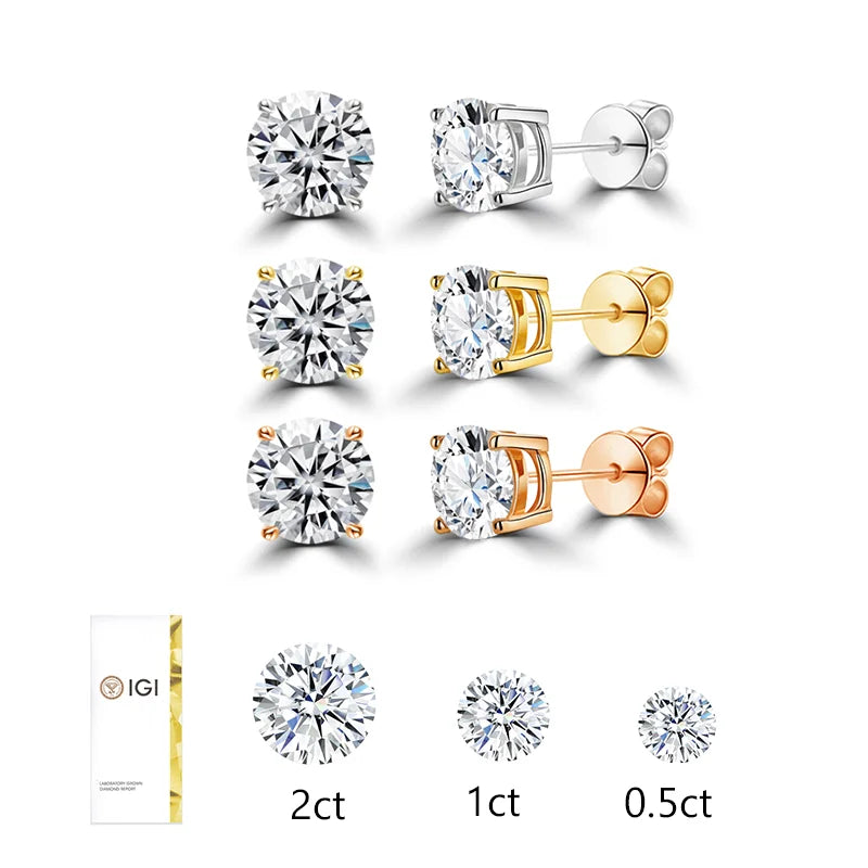 IGI Certified 14k Gold 4 Prongs Stud Diamond Earrings - GuardianAngel Jewels