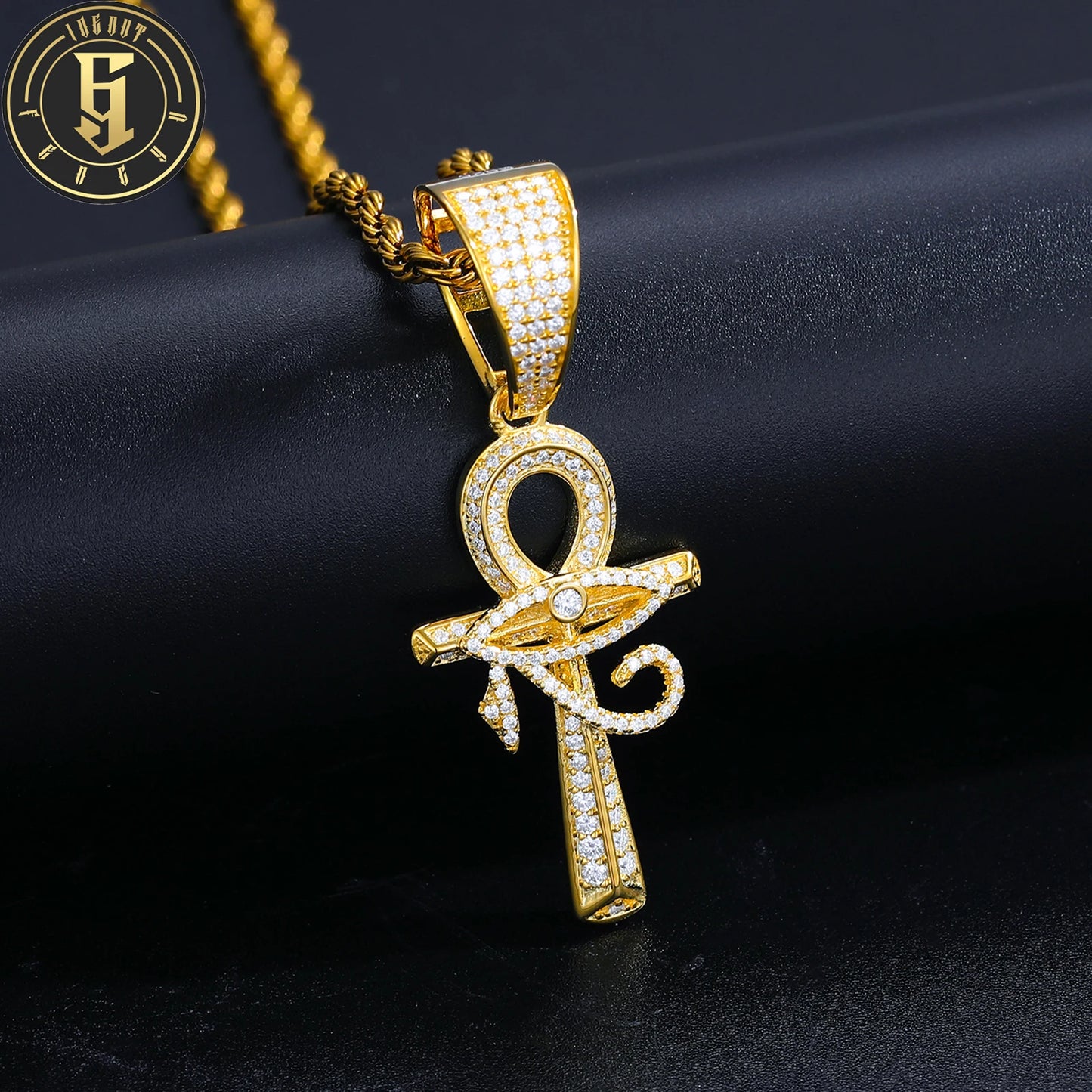GRA Certified Iced Out  Moissanite Ankh Pendant 925 Sterling Silver