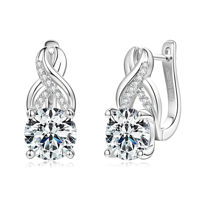 GRA Certified 2.0ct Infinity Moissanite  Hoop Earrings 925 Silver