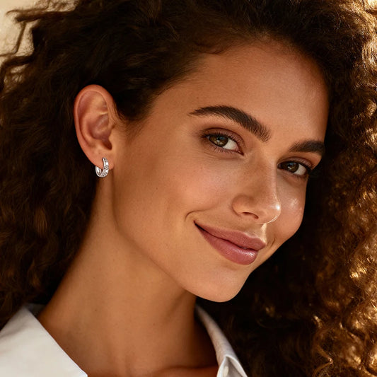 GRA Certified Moissanite Trio Flower Hoop Earrings 925 14K Gold Plated