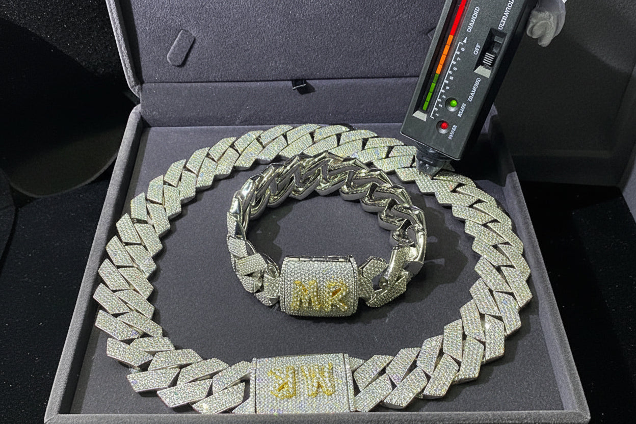 GRA Certified 23mm Ice Out Moissanite Cuban Link Chain D VVS1 925