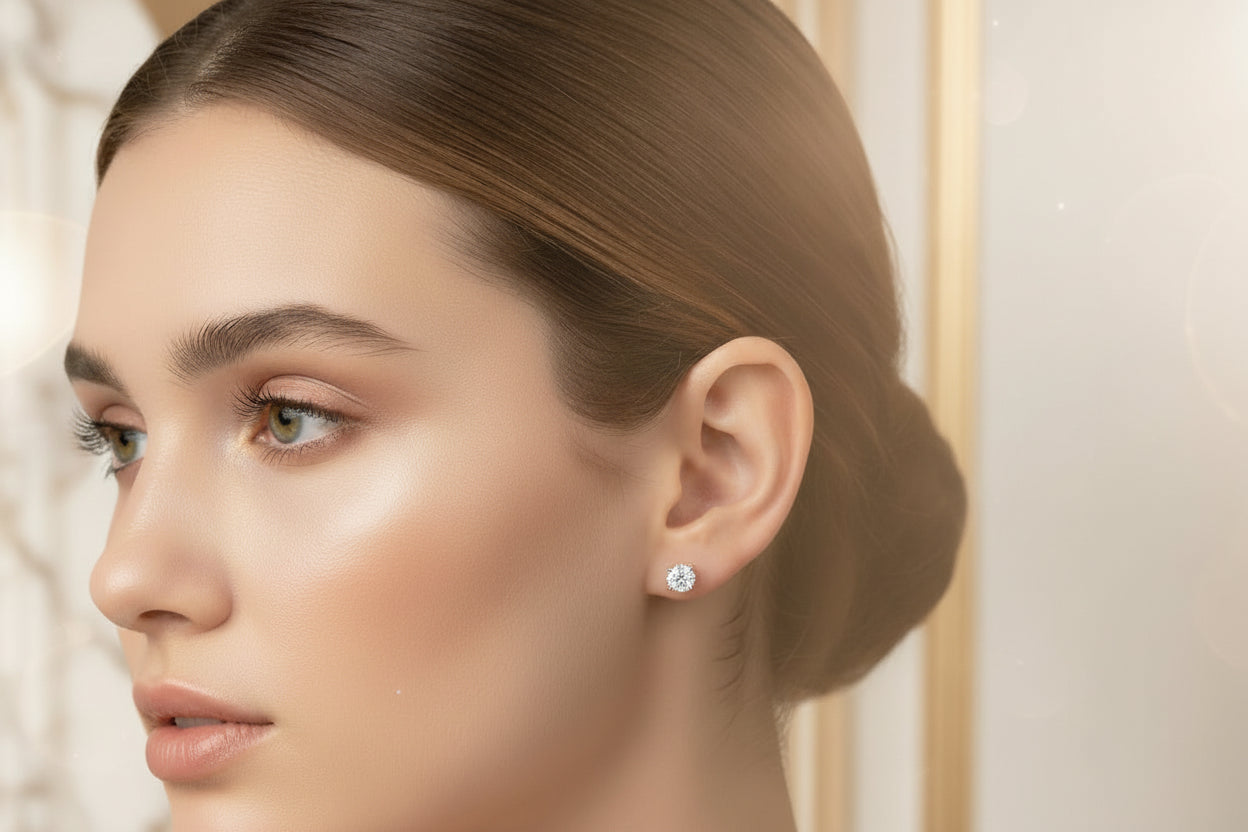 IGI Certified 14k Gold 4 Prongs Stud Diamond Earrings - GuardianAngel Jewels