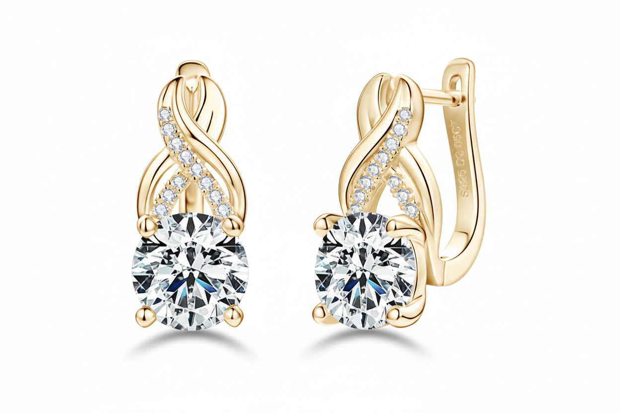 GRA Certified 2.0ct Infinity Moissanite  Hoop Earrings 925 Silver