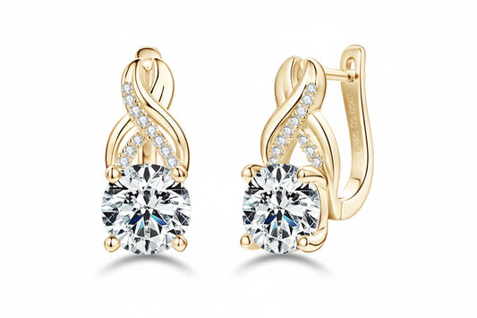 GRA Certified 2.0ct Infinity Moissanite  Hoop Earrings 925 Silver