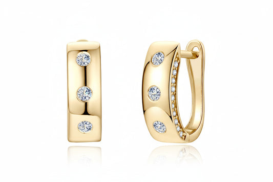 GRA Certified .32Ct Moissanite Hoop Clip D VVS1 10K Solid Gold Earrings