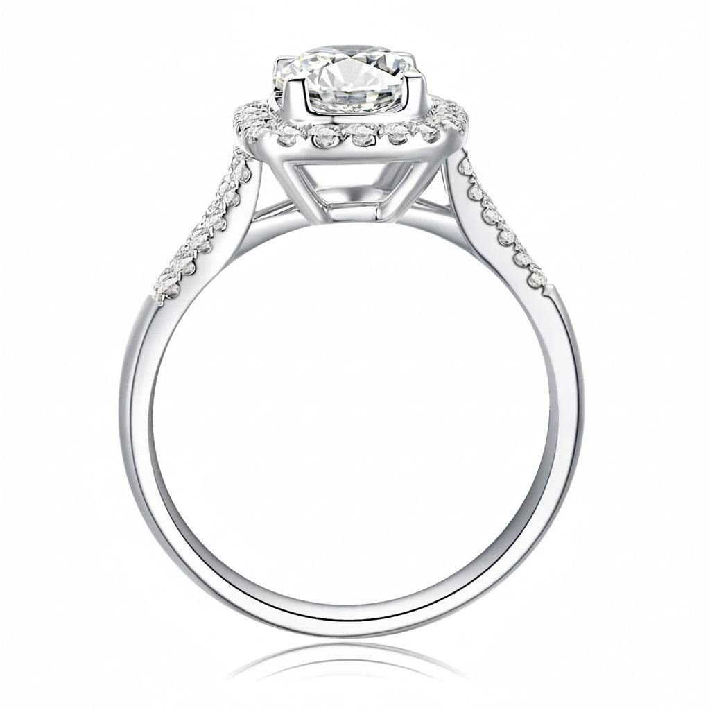 IGI Certified 18K Square Halo Diamond Wedding Ring - GuardianAngel Jewels