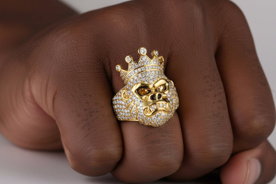 GRA Certified King Gorilla VVS1 Moissanite Animal Ring - GuardianAngel Jewels