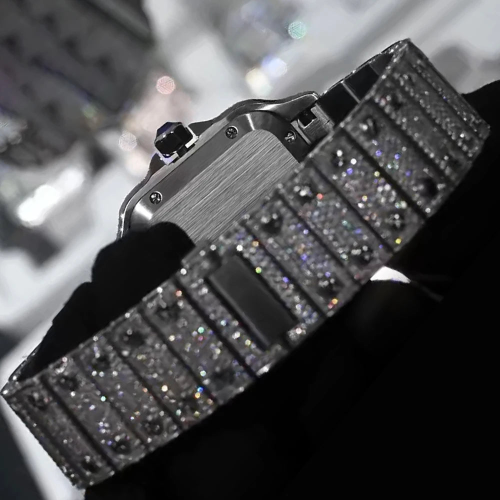 GRA Certified Iced Out Rainbow SEAKOSS Moissanite Watch D VVS1