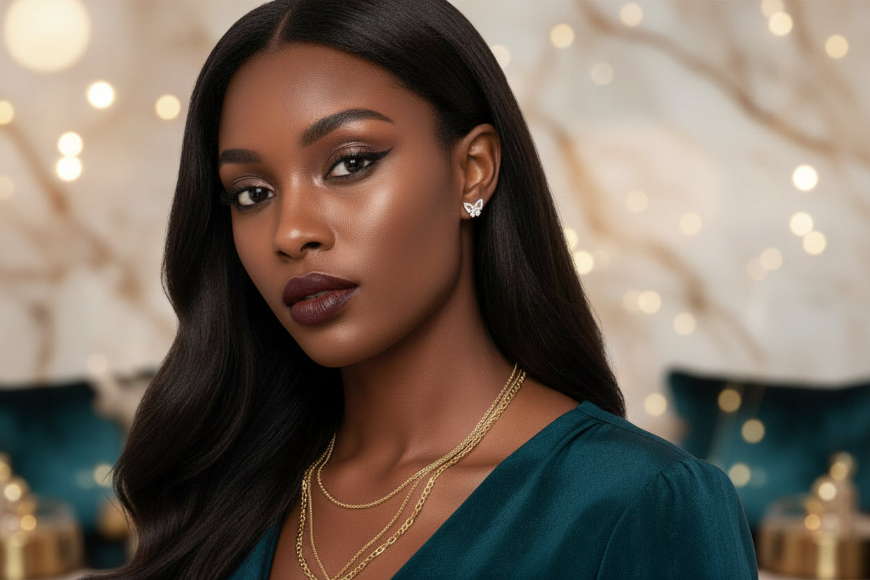 Pink Butterfly 18K White Gold Diamond Earrings - GuardianAngel Jewels