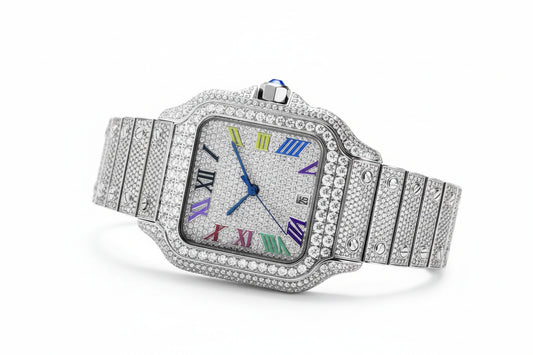GRA Certified Iced Out Rainbow SEAKOSS Moissanite Watch D VVS1