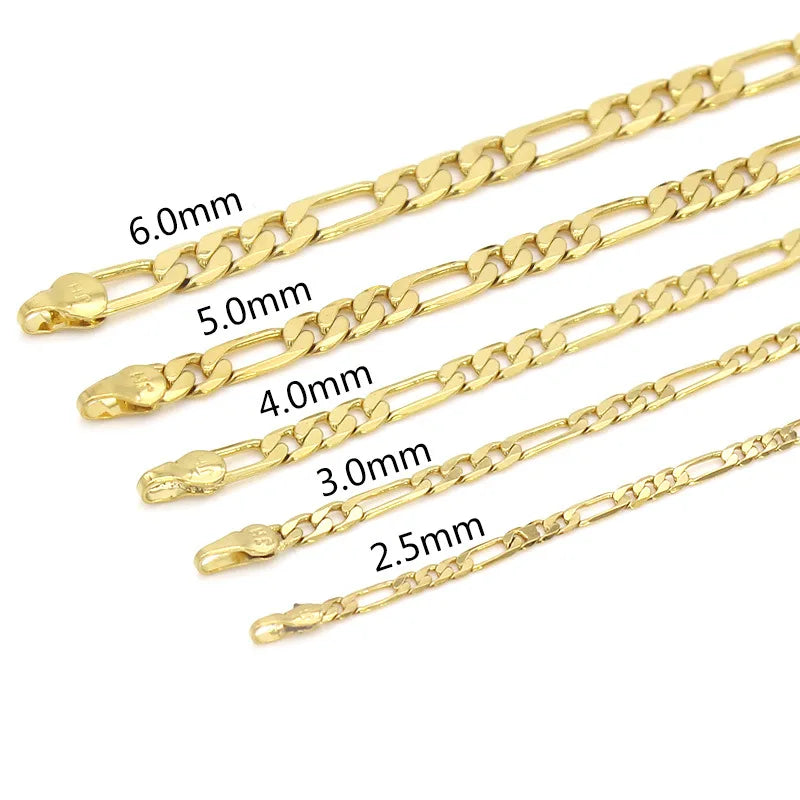 Luxury 24K 9999 Pure Gold real Figaro Chain Necklace 60CM - GuardianAngel Jewels
