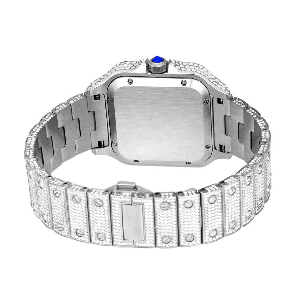 GRA Certified Iced Out Rainbow SEAKOSS Moissanite Watch D VVS1