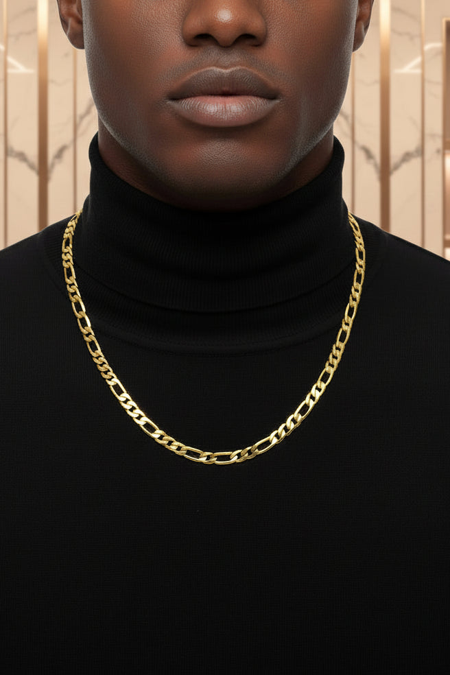 Luxury 24K 9999 Pure Gold real Figaro Chain Necklace 60CM - GuardianAngel Jewels