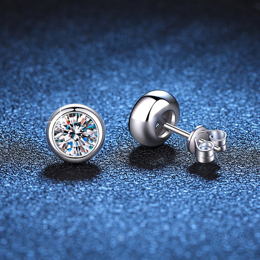 Simple Graceful Moissanite Sterling Silver Stud Earrings