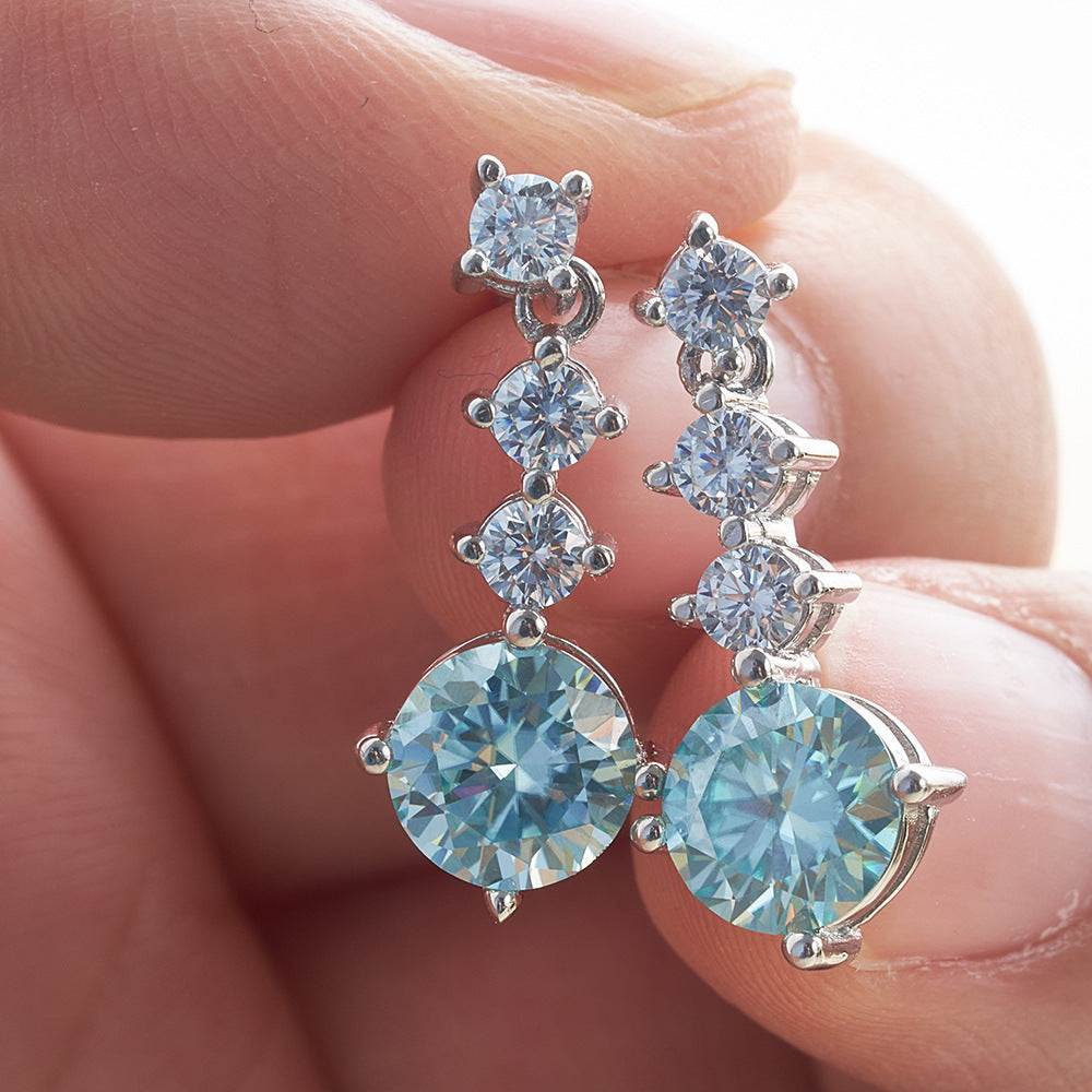 Baby Blue Moissanite Dangle Earrings - GuardianAngel Jewels