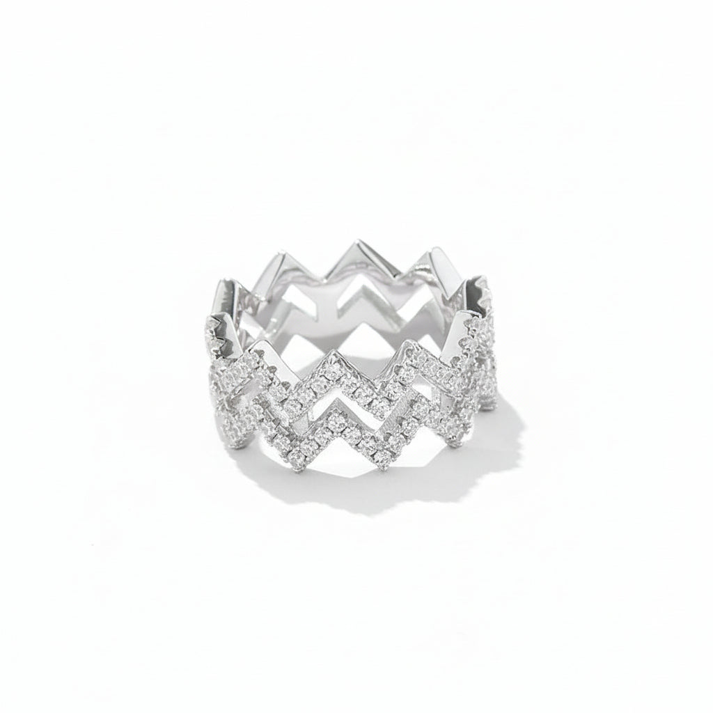 Lightning Shine - Moissanite Ring Silver Platinum plated - GuardianAngel Jewels