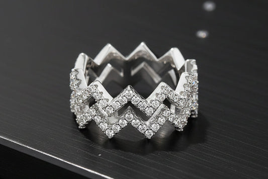 Lightning Shine - Moissanite Ring Silver Platinum plated