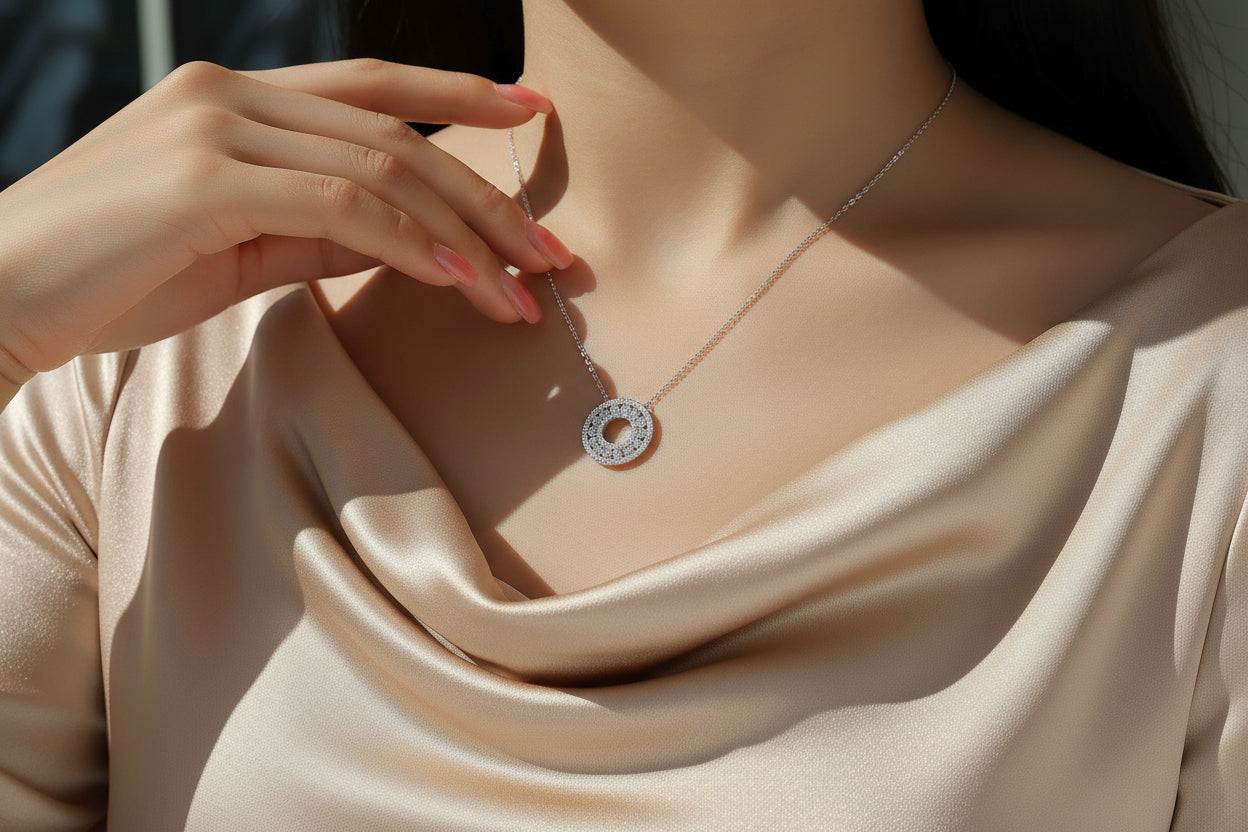 Solar Elegance - Moissanite Pendant Necklace Sterling Silver - GuardianAngel Jewels