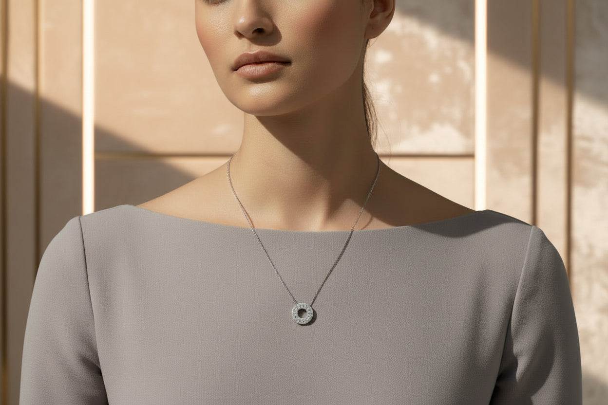 Solar Elegance - Moissanite Pendant Necklace Sterling Silver - GuardianAngel Jewels