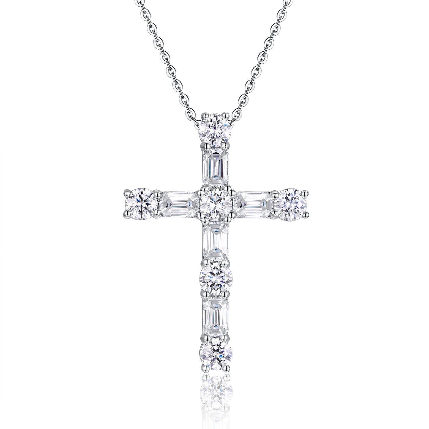 The Light - Moissanite Necklace Pendant Platinum Plated - GuardianAngel Jewels